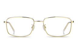 Shop Hugo Boss Logo Rectangle Eyeglasses in Gold online.