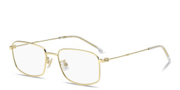 Shop Hugo Boss Logo Rectangle Eyeglasses in Gold online.