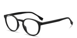 Shop Hugo Boss Logo Round Eyeglasses in Black online.