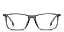 Shop Hugo Boss Logo Rectangle Eyeglasses in Grey online.
