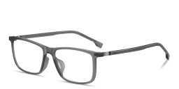 Shop Hugo Boss Logo Rectangle Eyeglasses in Grey online.