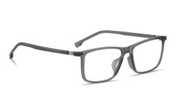 Shop Hugo Boss Logo Rectangle Eyeglasses in Grey online.