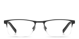 Tommy Hilfiger Logo Half-Rim Rectangle Eyeglasses in Black – Product Photo 1