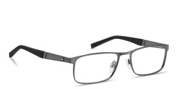 Tommy Hilfiger Logo Rectangle Eyeglasses in Gunmetal – Product Photo 4