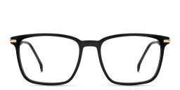 Shop Carrera Logo Rectangle Eyeglasses in Black Gold online.