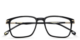 Shop Carrera Logo Rectangle Eyeglasses in Black Gold online.