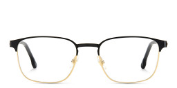 Shop Carrera Logo Square Eyeglasses in Black Gold online.
