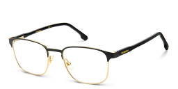 Shop Carrera Logo Square Eyeglasses in Black Gold online.