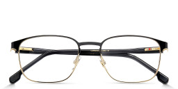 Shop Carrera Logo Square Eyeglasses in Black Gold online.