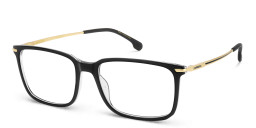 Shop Carrera Logo Rectangle Eyeglasses in Black Gold online.