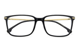 Shop Carrera Logo Rectangle Eyeglasses in Black Gold online.