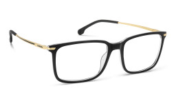 Shop Carrera Logo Rectangle Eyeglasses in Black Gold online.