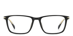 Shop DAVID BECKHAM Timeless Icons Rectangle Eyeglasses in Black online.