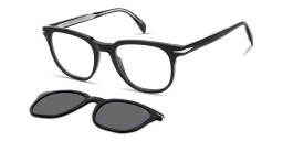 Shop DAVID BECKHAM Style Pioneer Clip-On Square Eyeglasses in Black online.