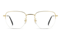 Shop DAVID BECKHAM Timeless Icons Half-Rim Irregular Eyeglasses in Gold online.