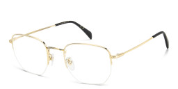 Shop DAVID BECKHAM Timeless Icons Half-Rim Irregular Eyeglasses in Gold online.
