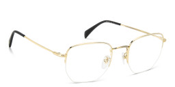 Shop DAVID BECKHAM Timeless Icons Half-Rim Irregular Eyeglasses in Gold online.