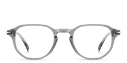 Shop DAVID BECKHAM Timeless Icons Irregular Eyeglasses in Grey Crystal online.