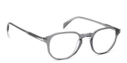 Shop DAVID BECKHAM Timeless Icons Irregular Eyeglasses in Grey Crystal online.