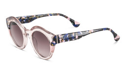 Shop Woodys Kaia Round Sunglasses in Transparent Pink online.