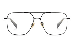Shop ALL SAINTS Logo Wide Aviator Eyeglasses in Black online.