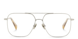 Shop ALL SAINTS Logo Wide Aviator Eyeglasses in Silver online.