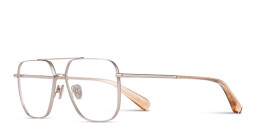 Shop ALL SAINTS Logo Wide Aviator Eyeglasses in Silver online.