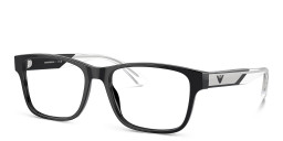 Emporio Armani Logo Wide Rectangle Eyeglasses in Black – Product Photo 2