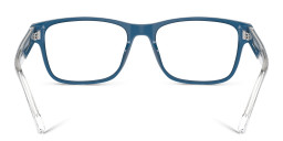 Emporio Armani Logo Wide Rectangle Eyeglasses in Shiny Opaline Blue – Product Photo 4