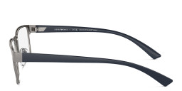 Shop Emporio Armani Logo Wide Rectangle Eyeglasses in Matte Gunmetal online.