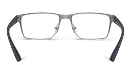 Shop Emporio Armani Logo Wide Rectangle Eyeglasses in Matte Gunmetal online.