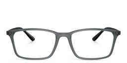 Emporio Armani Logo Wide Rectangle Eyeglasses in Shiny Transparent Black – Product Photo 2