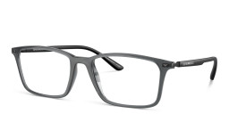 Emporio Armani Logo Wide Rectangle Eyeglasses in Shiny Transparent Black – Product Photo 2