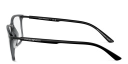 Emporio Armani Logo Wide Rectangle Eyeglasses in Shiny Transparent Black – Product Photo 3