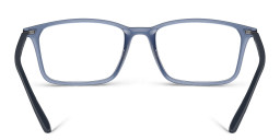 Emporio Armani Logo Wide Rectangle Eyeglasses in Shiny Transparent Blue – Product Photo 4