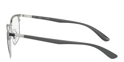 Shop Ray-Ban Optics Unisex Wide Square Eyeglasses in Black On Silver online.