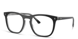 Shop Ray-Ban Optics Unisex Square Eyeglasses in Dark Grey On Transparent Light Grey online.