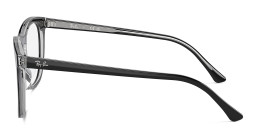 Shop Ray-Ban Optics Unisex Square Eyeglasses in Dark Grey On Transparent Light Grey online.