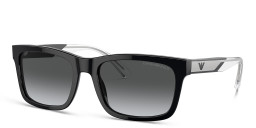 Emporio Armani Logo Rectangle Sunglasses in Shiny Black – Product Photo 2