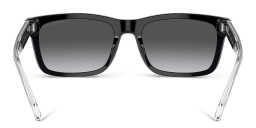Shop Emporio Armani Logo Rectangle Sunglasses in Shiny Black online.