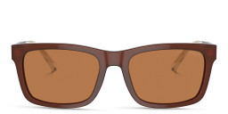 Shop Emporio Armani Logo Rectangle Sunglasses in Shiny Opaline Brown online.