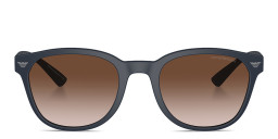 Shop Emporio Armani Logo Panthos Sunglasses in Blue online.