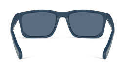 Shop Emporio Armani Logo Rectangle Sunglasses in Matte Blue online.