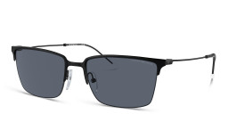 Shop Emporio Armani Logo Half-Rim Square Sunglasses in Matte Black online.