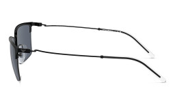 Shop Emporio Armani Logo Half-Rim Square Sunglasses in Matte Black online.