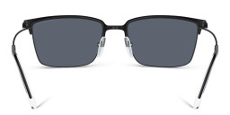 Shop Emporio Armani Logo Half-Rim Square Sunglasses in Matte Black online.