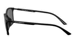 Shop Emporio Armani Logo Rectangle Sunglasses in Matte Black online.