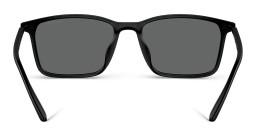 Shop Emporio Armani Logo Rectangle Sunglasses in Matte Black online.