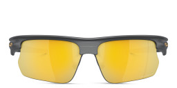 Shop Oakley BiSphaera Unisex Half-Rim Wide Rectangle Sunglasses in Black/Prizm 24K online.