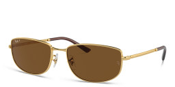Ray-Ban Logo Unisex Irregular Sunglasses in Gold – Product Photo 2
